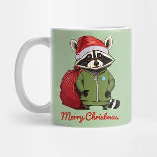 Merry Christmas - Raccoon, AKA a Trash Panda, Dressed as Santa Claus Mug